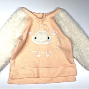 NWOT- Warm and cute sheep top with fleece sleeves